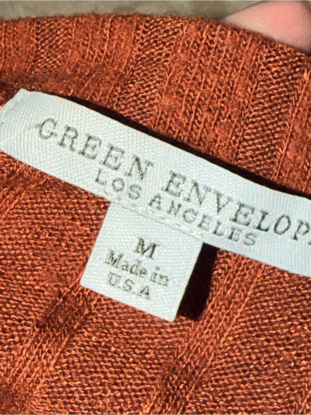 Green Envelope Rust Crewneck Ribbed Sweater - Picture 4 of 4